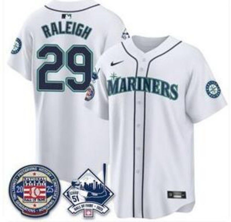 Men Seattle Mariners #29 Raleigh White Game Nike MLB 2025 Jersey 001